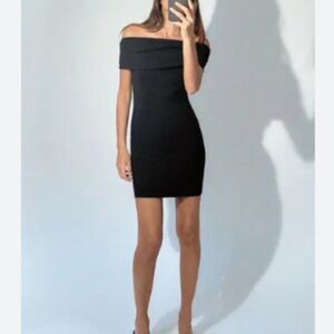 Wilfred Free Womens XS Charcoal Gray Off Shoulder Bodycon Knit Dress Chic Party